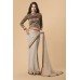 SILVER GREY INDIAN WEDDING WEAR GEORGETTE SAREE